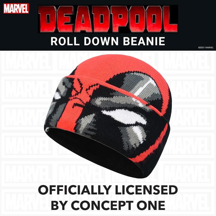 Actual product image Nuura Deadpool Roll Down Cuff Beanie