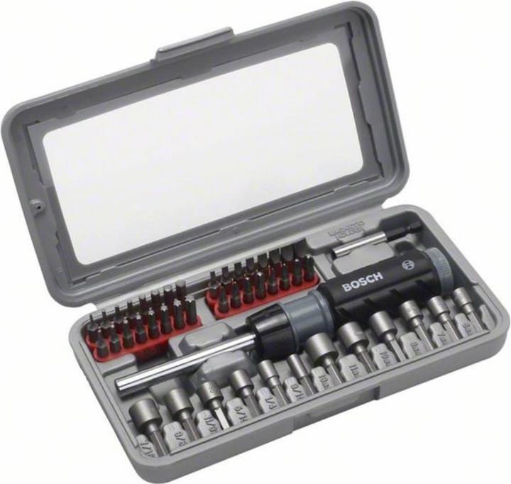 Produktbild Bosch Zubehör Titan-Schraubendreher-Set 46 Stück(e) (Innensechsrund TX M10, Innensechsrund TX M15, Innensechsrund TX M20, Innensechsrund TX M30, Kreuz Phillips PH M1, Kreuz Phillips PH M2, Innensechsrund TX M8, Innensechsrund TX M25, Innensechsrund TX M27, Innensechsrund TX M40, Kreuz Phillips PH M0, Kreuz Pozidriv PZ M1, Kreuz Pozidriv PZ M2)