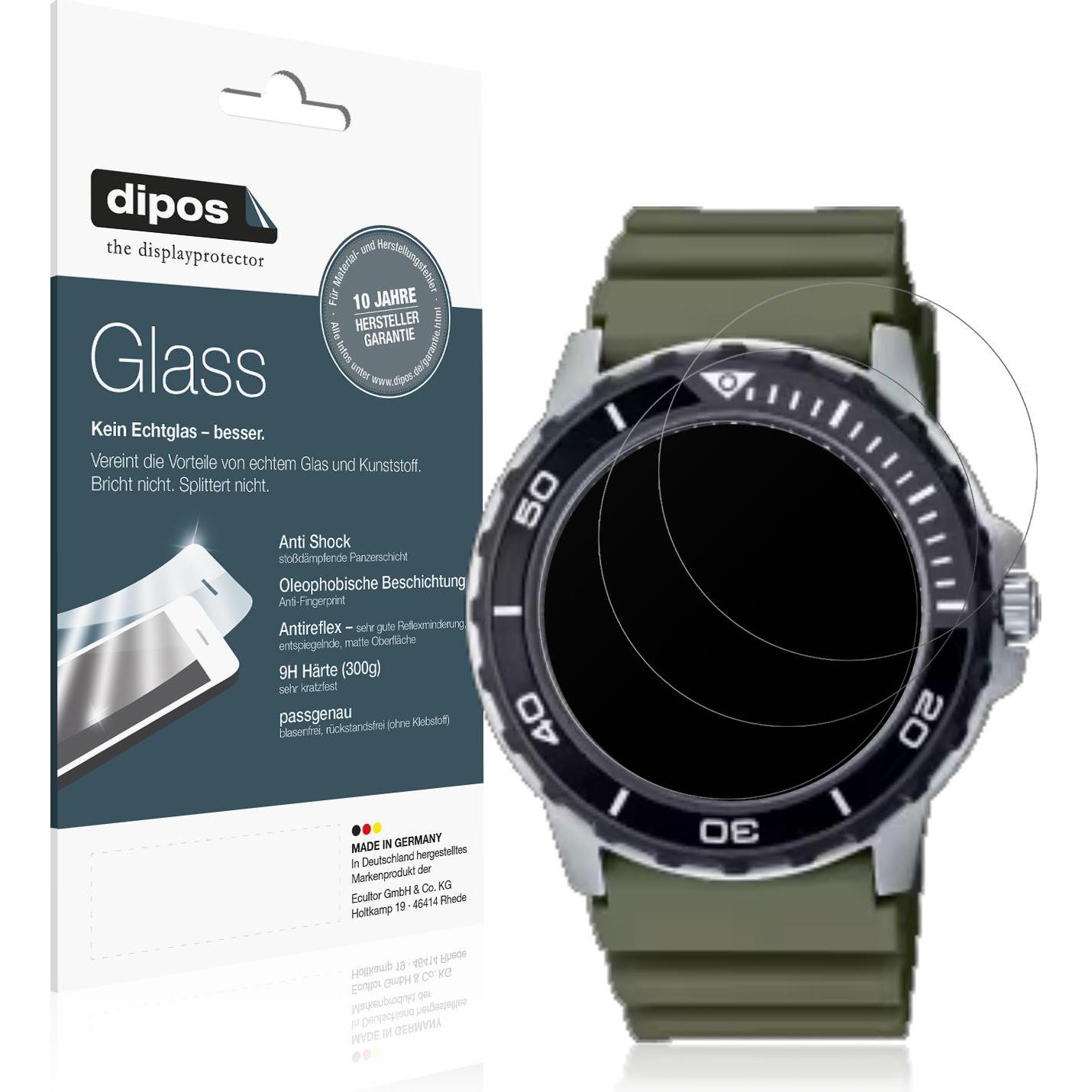 Dipos Anti-Shock Displayschutz Matt 9H, Smartwatch Schutzfolie, Transparent