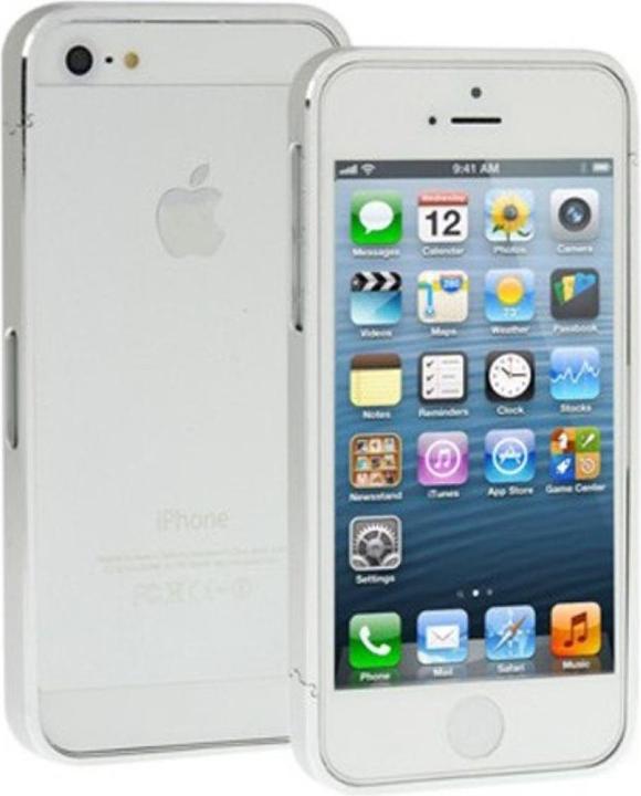 Produktbild König Design Schutzhülle Aluminium Bumper für Handy Apple iPhone 5 & 5S silber (Apple iPhone 5, Apple iPhone 5s)