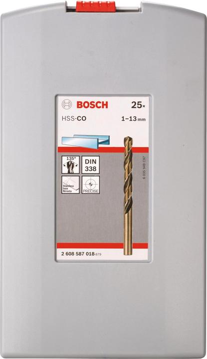 Produktbild Bosch Professional Zubehör PRO Stainless Steel HSS-Co Spiralbohrer-Set, 25-tlg. (1 mm, 1.5 mm, 2 mm, 2.5 mm, 3 mm, 3.5 mm, 4 mm, 4.5 mm, 5 mm, 5.5 mm, 6 mm, 6.5 mm, 7 mm, 7.5 mm, 8 mm, 8.5 mm, 9 mm, 9.5 mm, 10 mm, 10.5 mm, 11 mm, 11.5 mm, 12 mm, 12.5 mm, 13 mm)