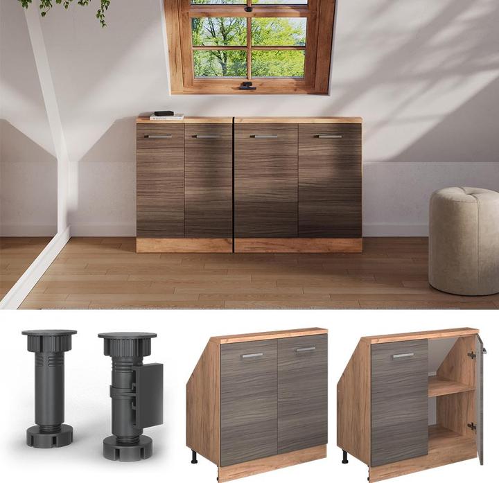 Produktbild Vichy Dachschrägenschrank Rion, Edelgrau/Goldkraft Eiche/Goldkraft Eiche, mit 2 Türen (46 x 46 x 81.60 cm)