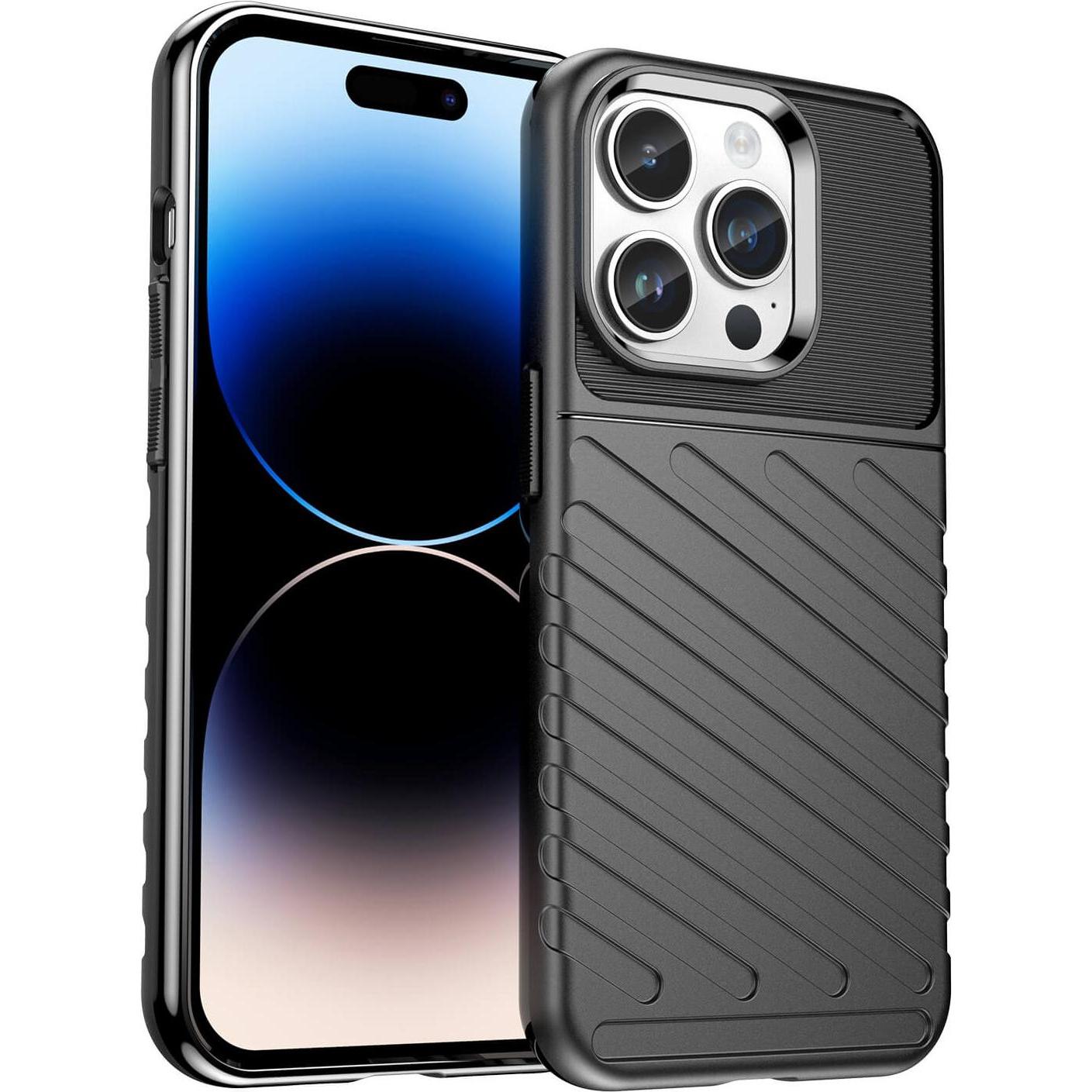 Cover-Discount iPhone 15 Pro Max - Textur Gummi Hülle schwarz (Apple iPhone 15 Pro Max), Smartphone Hülle, Schwarz