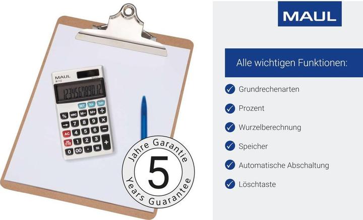 Produktbild Maul Taschenrechner M112 Silber (Solarzellen, Batterien)