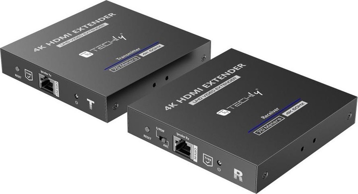Immagine prodotto Techly Set di estensori HDMI nero Distanza di trasmissione su Cat6 / 6A / 7 fino a 70m Trasmissione (HDMI, 9.87 cm)