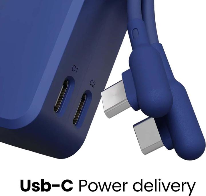 Actual product image Cygnett Battery bank Thumboost 5K Powerbank con cavo integrato (BLU) (CY5357PBCHE) (5000 mAh, 15 W, 18.50 Wh)