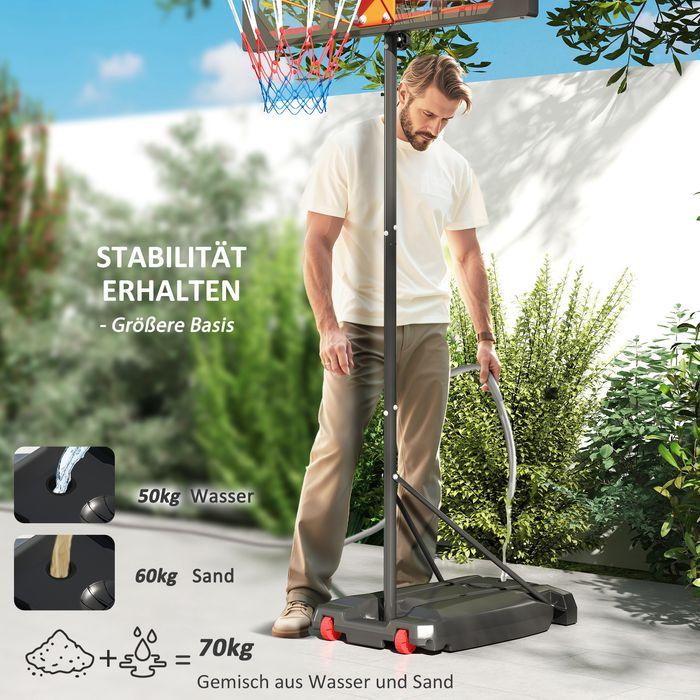 Immagine prodotto Swisshandel24 Basketballkorb für Kinder 210-260cm Höhenverstellbar Basketballständer mit Räder