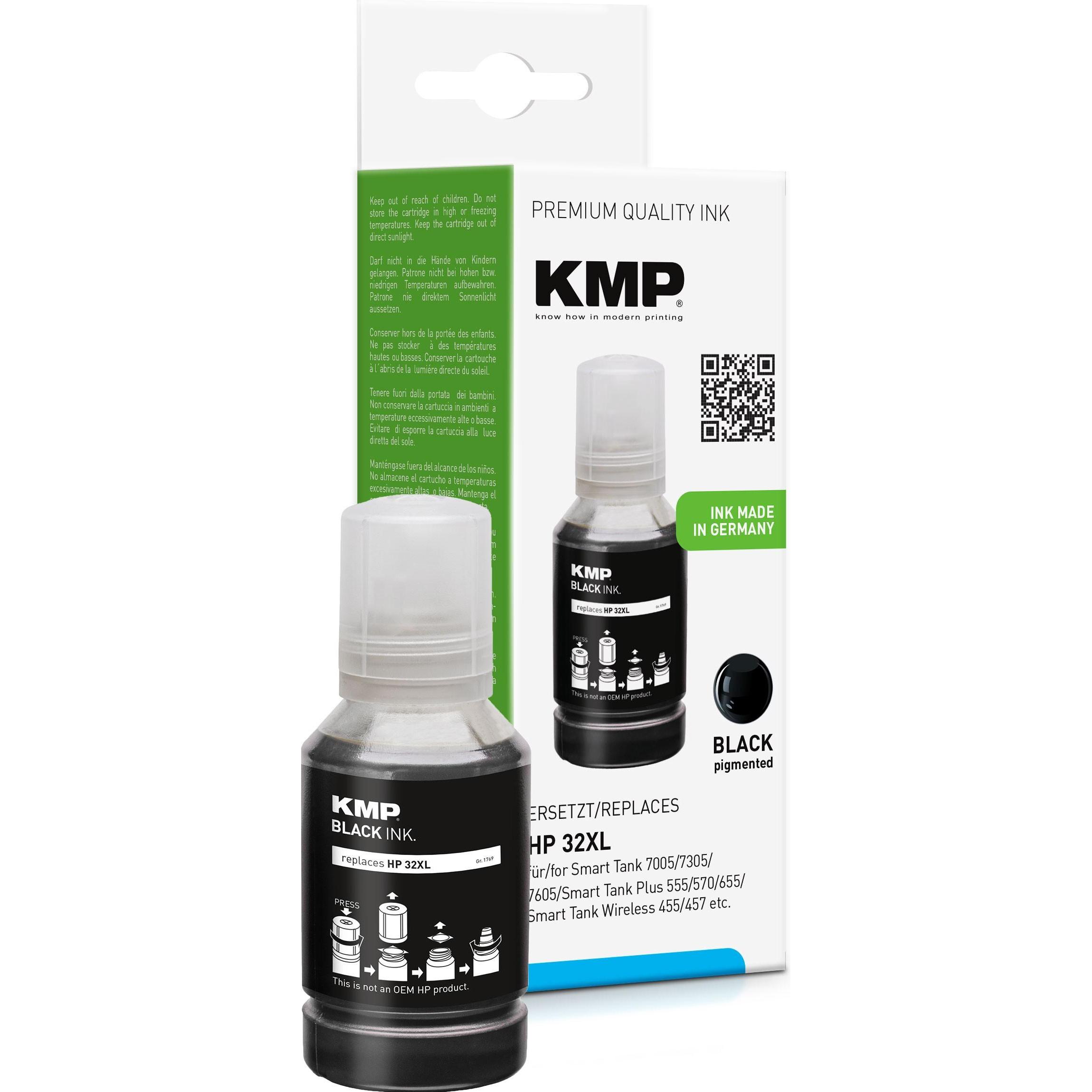 KMP, Druckerpatrone, schwarz Tintenflasche kompatibel zu HP 32XL (1VV24AE)