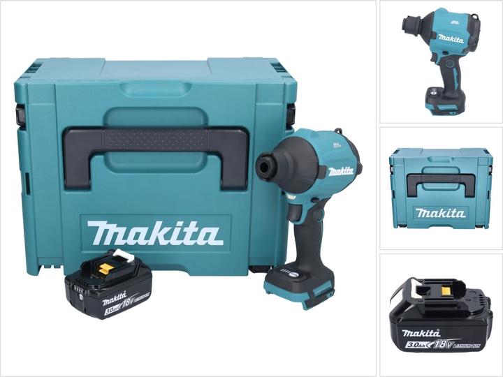 Produktbild Makita DAS 180 F1J Akku GeblÃ¤se 18 V Brushless + 1x Akku 3,0 Ah + Makpac - ohne LadegerÃ¤t (Akkubetrieb, Laubbläser)