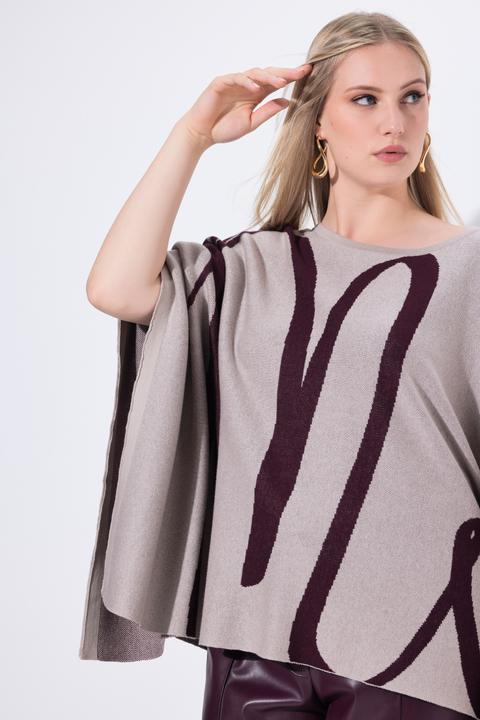 Produktbild Ulla Popken Strick-Poncho, Pinselstrich, Overzized, Rundhals (58, 60, 62)