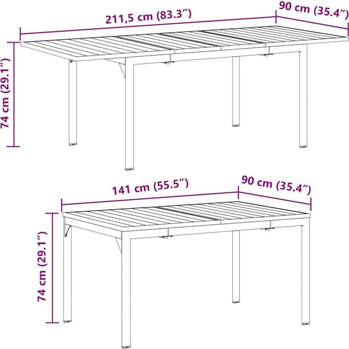 Image du produit vidaXL Ausziehtisch (210 x 90 x 73 cm)