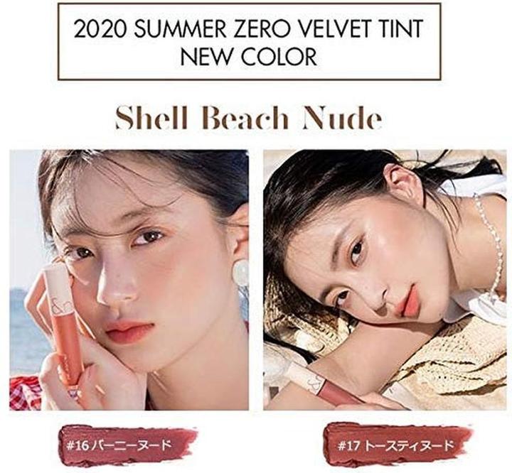 Immagine prodotto Rom&Nd Zero Velvet Tint 17 Colori Velvet Matte Tinta per labbra a lunga durata e resistente alle sbavature (16 Burny Nudo)