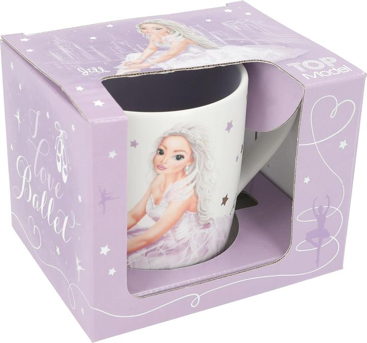 Productafbeelding Magni Depesche 12372 TOPModel balletmok in mat wit met modelmotief, opschrift en sterren, drinkbeker (300 ml, 1x)