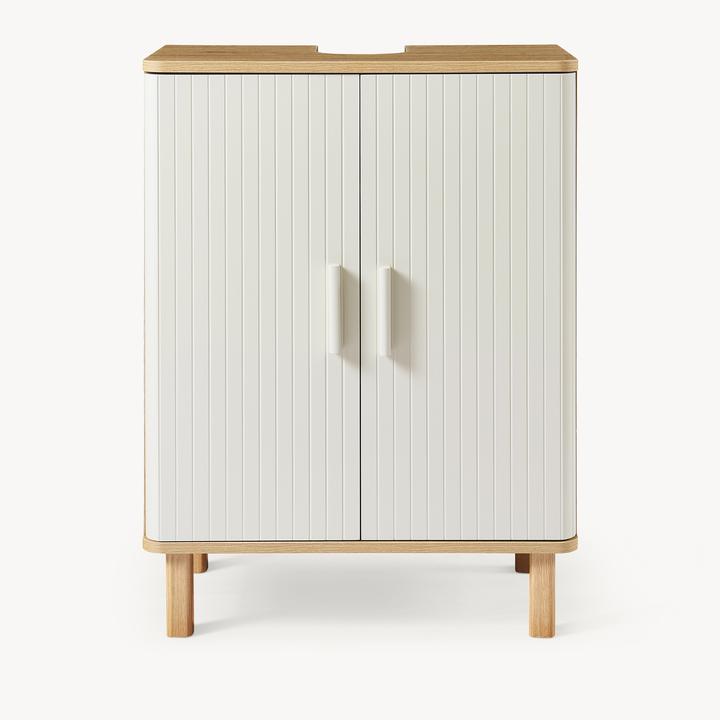 Actual product image En.Casa Waschbeckenunterschrank Ferrersp 80x60x35 cm Eicheoptik/Sandfarben (60 x 35 x 80 cm)