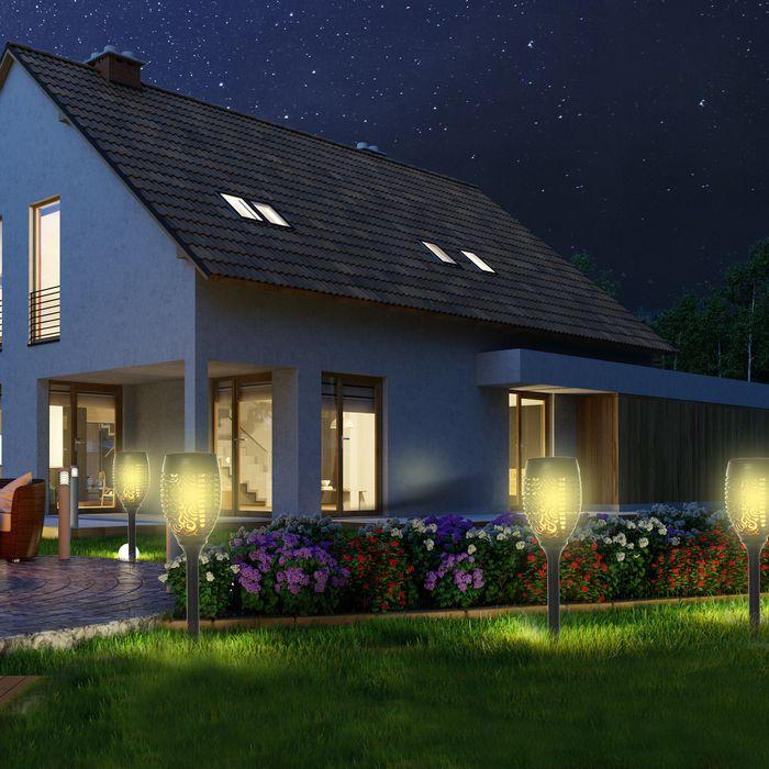 Produktbild Swisshandel24 Solarleuchte, Solarlampen Garten, 4er-Set Lampe, 6–8 h, IP44 Wasserfest, Kunststoff, Schwarz, Ø12 x (IP44)