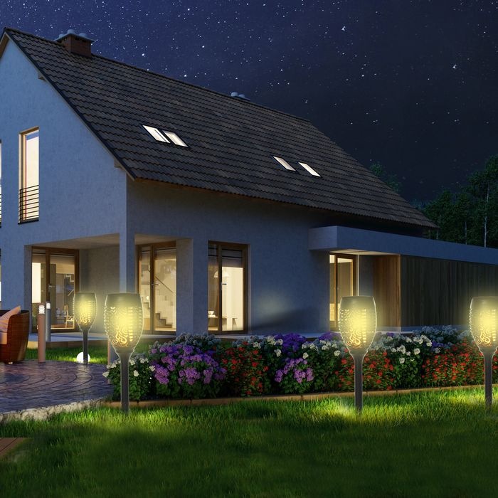 Immagine prodotto Swisshandel24 Luce solare, lampade solari da giardino, set di 4 lampade, 6-8 h, IP44 impermeabile, plastica (IP44)