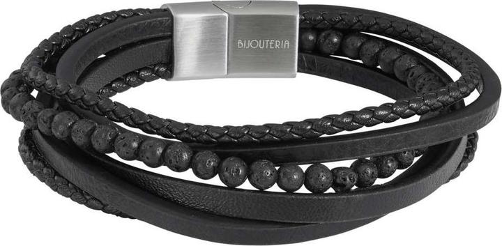 Produktbild Bijouteria Lederarmband (21 cm, Leder, Edelstahl, Lava-Stein)