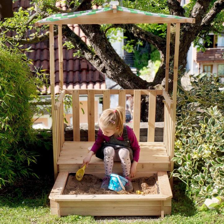 Actual product image tectake Sandpit with play deck and canopy Gretchen