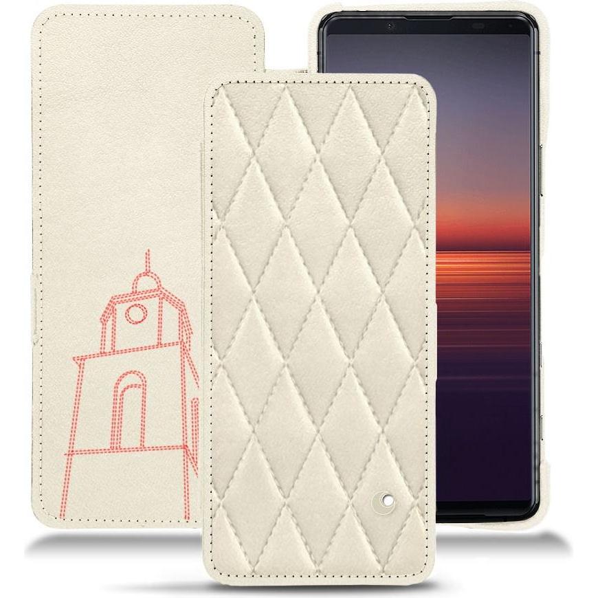 Noreve Lederschutzhülle horizontal (Sony Xperia 5 II), Smartphone Hülle, Weiss