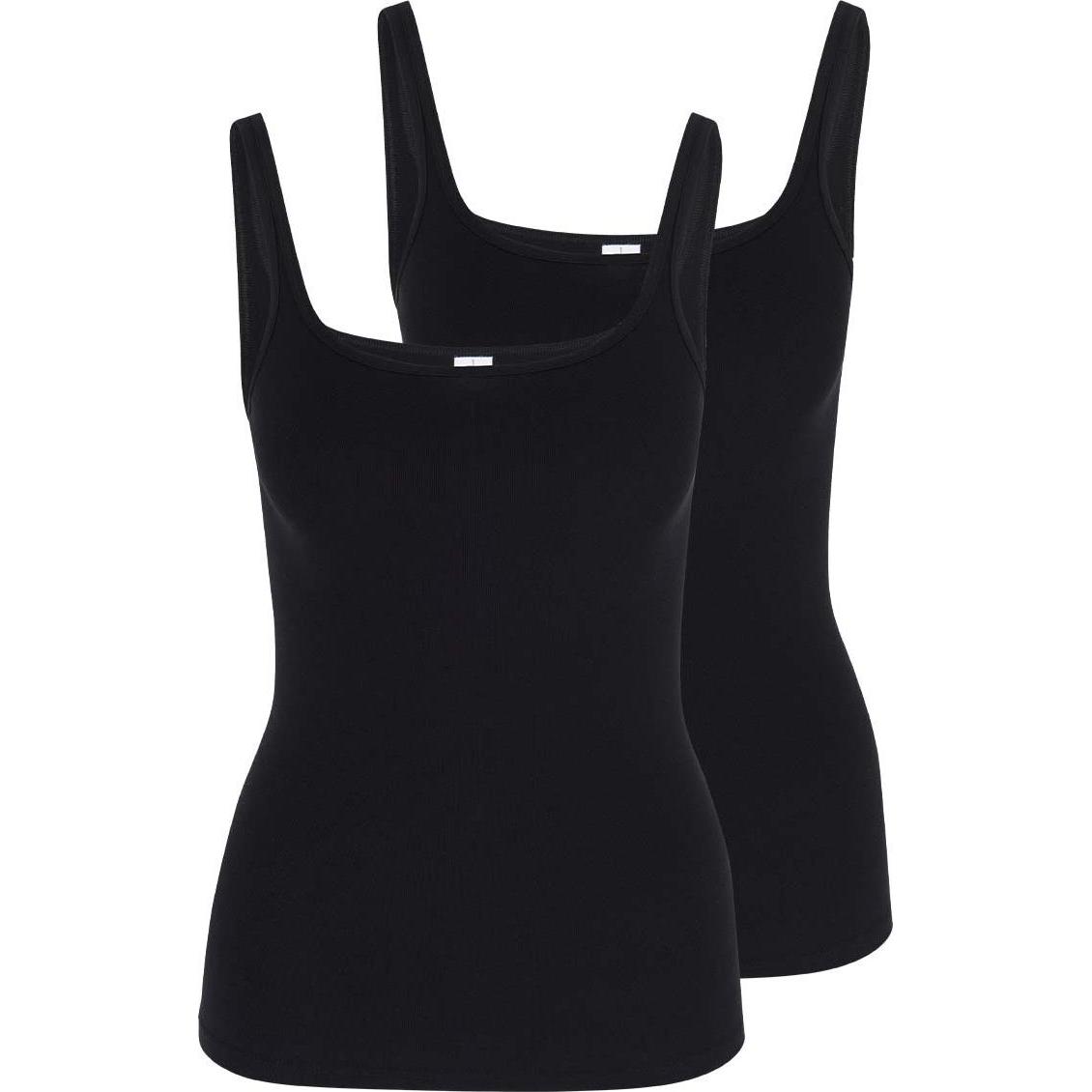 Speidel, Damen, Shirt, 2er Pack bio.cotton Unterhemd / Top, Schwarz, (44)