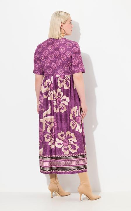 Produktbild Ulla Popken Jerseykleid, A-Linie, floraler Mustermix (68)