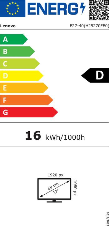 Energy Label Lenovo ThinkVision E27-40 (1920 x 1080 pixels, 27")