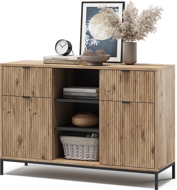 Vichy Kommode Eliza, Viking Oak, 120 x 81.2 cm mit 2 Schubladen und 2 Türen