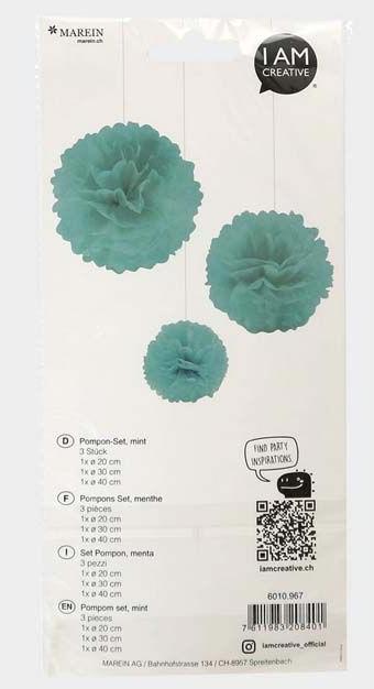 Actual product image I Am Creative Pompom set incl. string (3 pcs.)