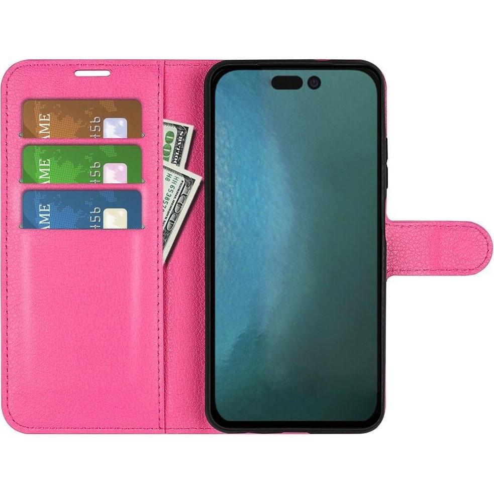 Thumbnail - Cover-Discount iPhone 14 Plus - Leder Etui Hülle pink (Apple iPhone 14 Plus), Smartphone Hülle, Pink