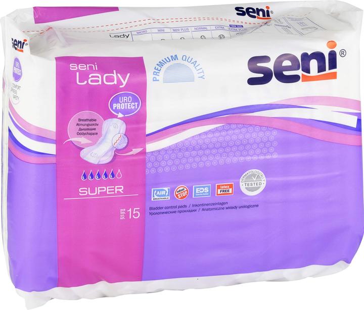 Produktbild Seni Lady Super Einlagen atmungsaktiv anatomisch 18x37cm 5 Tropfen (15 x)