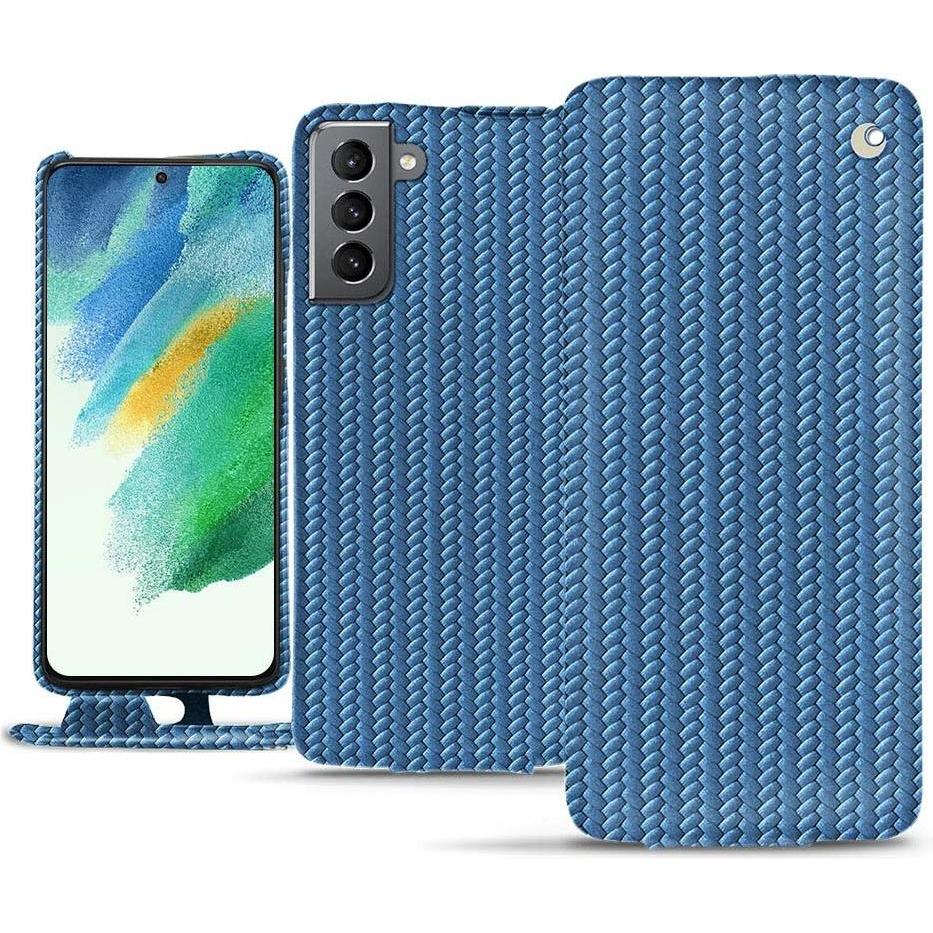 Noreve Lederschutzhülle vertikal (Samsung Galaxy S21 FE), Smartphone Hülle, Blau