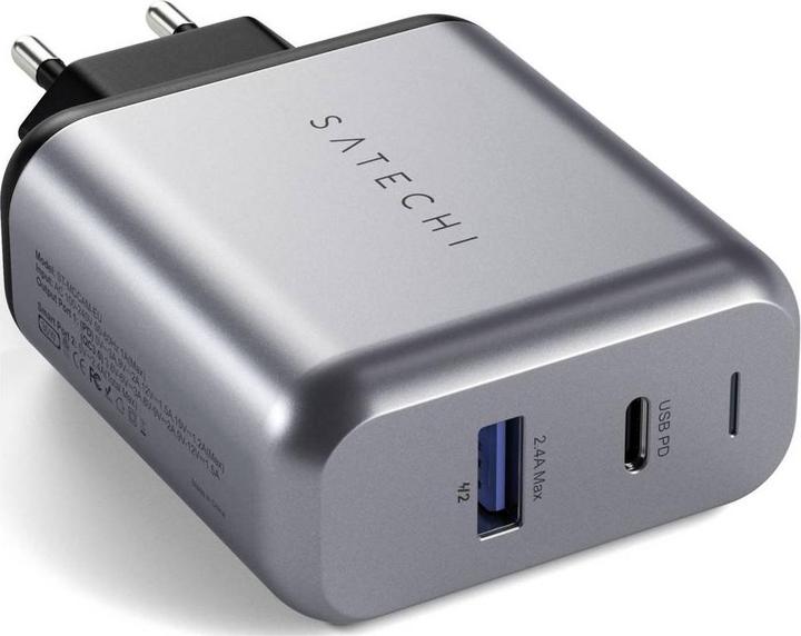 Productafbeelding Satechi Muurlader met dubbele poort USB C/A Space Gray (30 W, 1 portie)