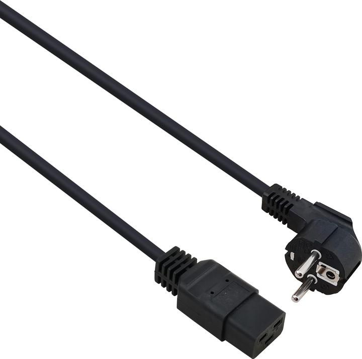 Helos Stromkabel CEE 7/7 gewinkelt bis IEC 60320 C19 gerade (3 m)