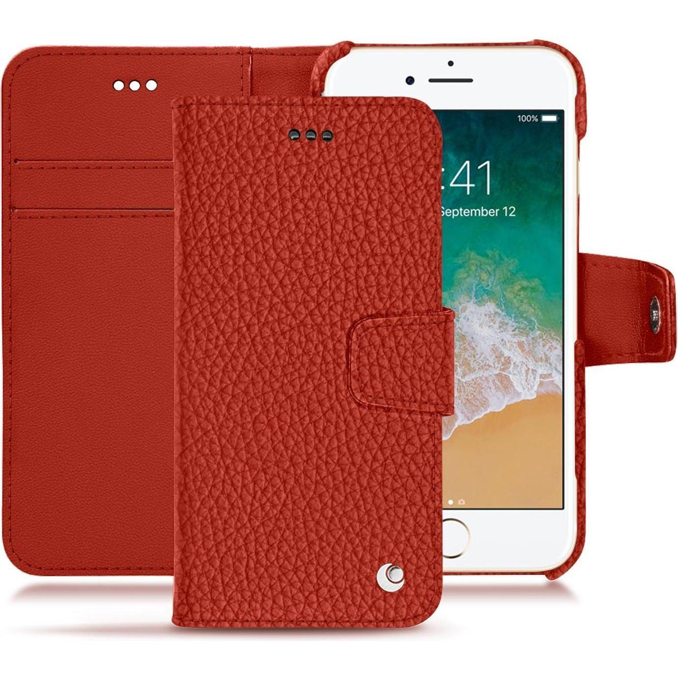 Noreve Lederschutzhülle Wallet (Apple iPhone 7), Smartphone Hülle, Orange