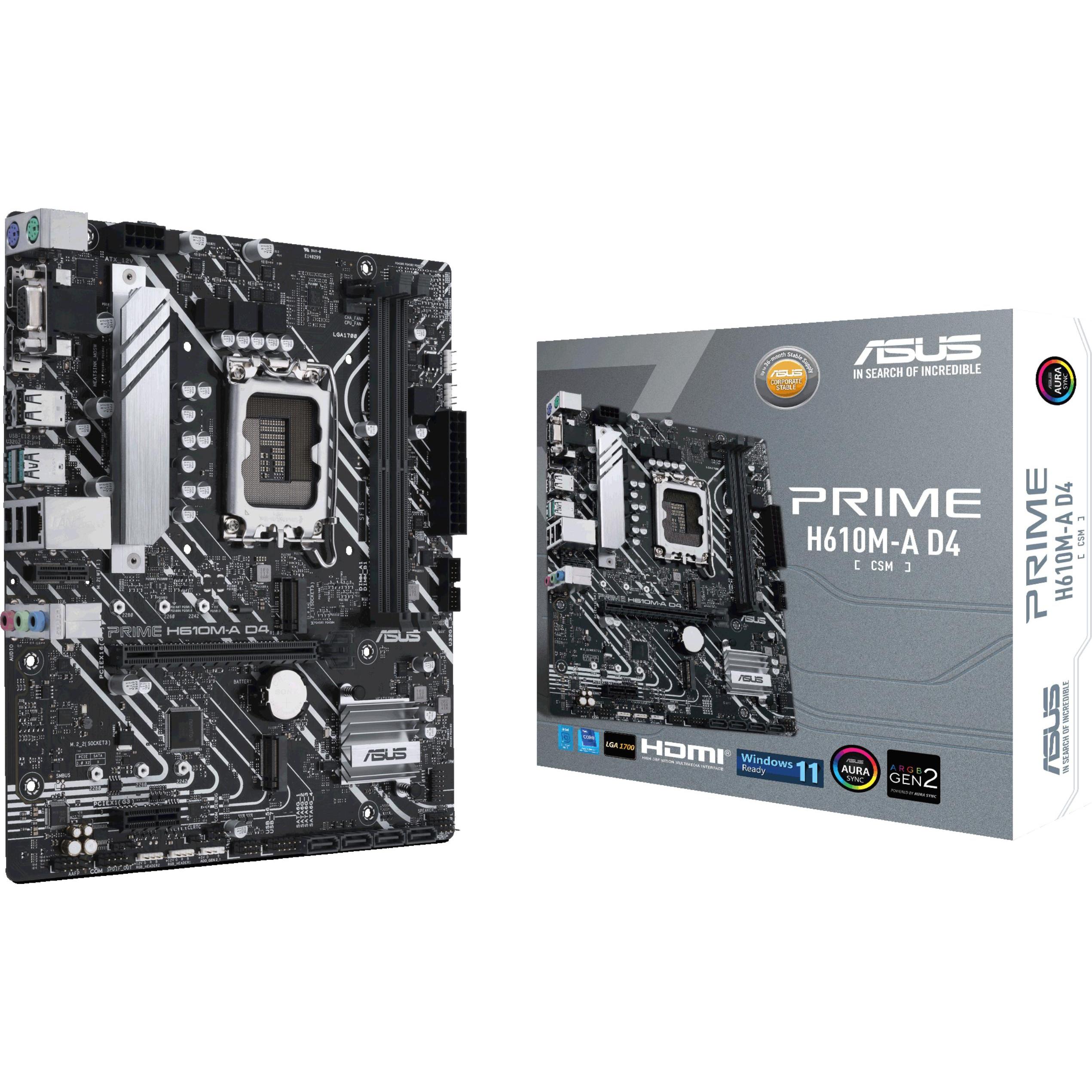 ASUS PRIME H610M-A D4-CSM (LGA 1700, Intel H610M, mATX), Mainboard