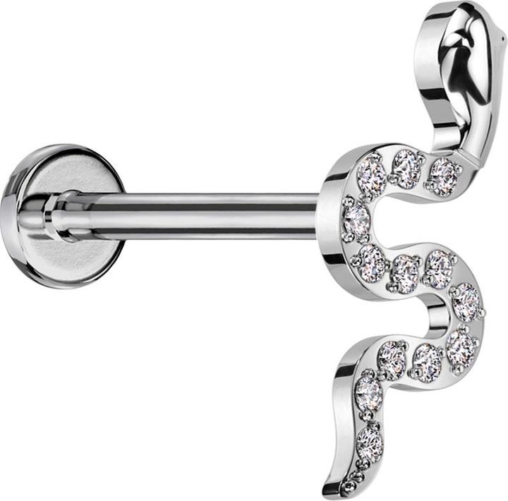 Immagine prodotto Star Piercing Labret Micro Threadless argento serpente argento cristalli argento (senza ottone, Titanio)