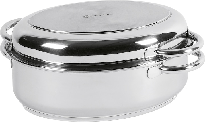 Actual product image Schulte-Ufer Multi-roaster oval 6,5 litres Ø34cm stainless steel (34 cm, Casserole + Stewpot, Stainless steel)