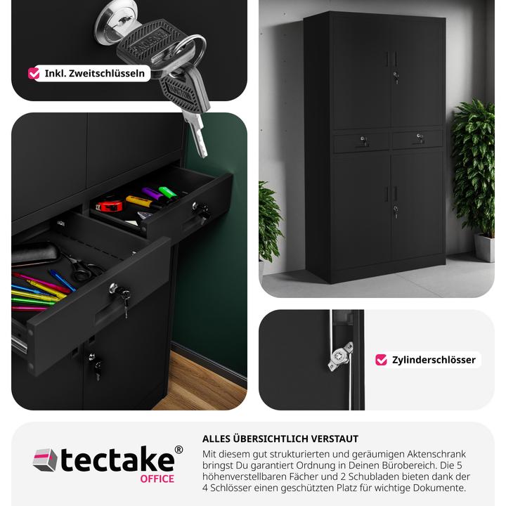 Image du produit tectake Armoire de classement (80 x 40 x 180 cm)