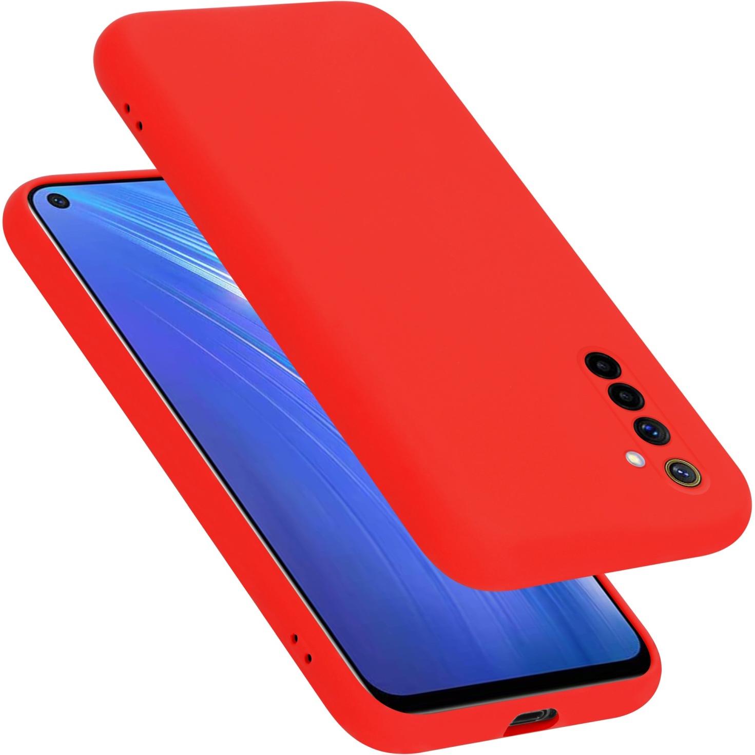 Cadorabo TPU Liquid Silicone Case Hülle für Realme 6 4G / 6s (Apple iPhone 6, Apple iPhone 6s), Smartphone Hülle, Rot