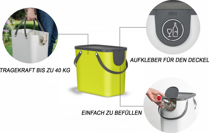 Image du produit Rotho Recycling Müllsystem 25 l ALBULA - Limette (25 l)