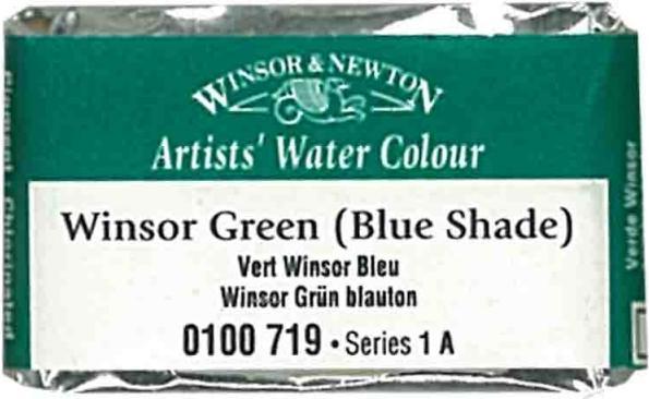 Transparent, Ganzer Napf winsorgrün blauton 719, feinste Künstler-Aquarellfarben, beständig, Preisklasse 1