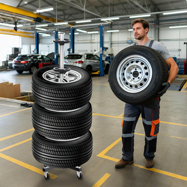 Produktbild Wiltec Felgenbaum Fahrbar Reifenständer Reifenbaum Felgenständer bis 225 mm Reifen