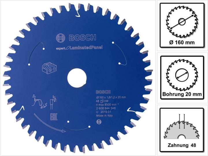 Productafbeelding Bosch Professional Zubehör Cirkelzaagblad Expert voor gelamineerd paneel, 160 x 1,8/1,2 x 20, 48 tanden