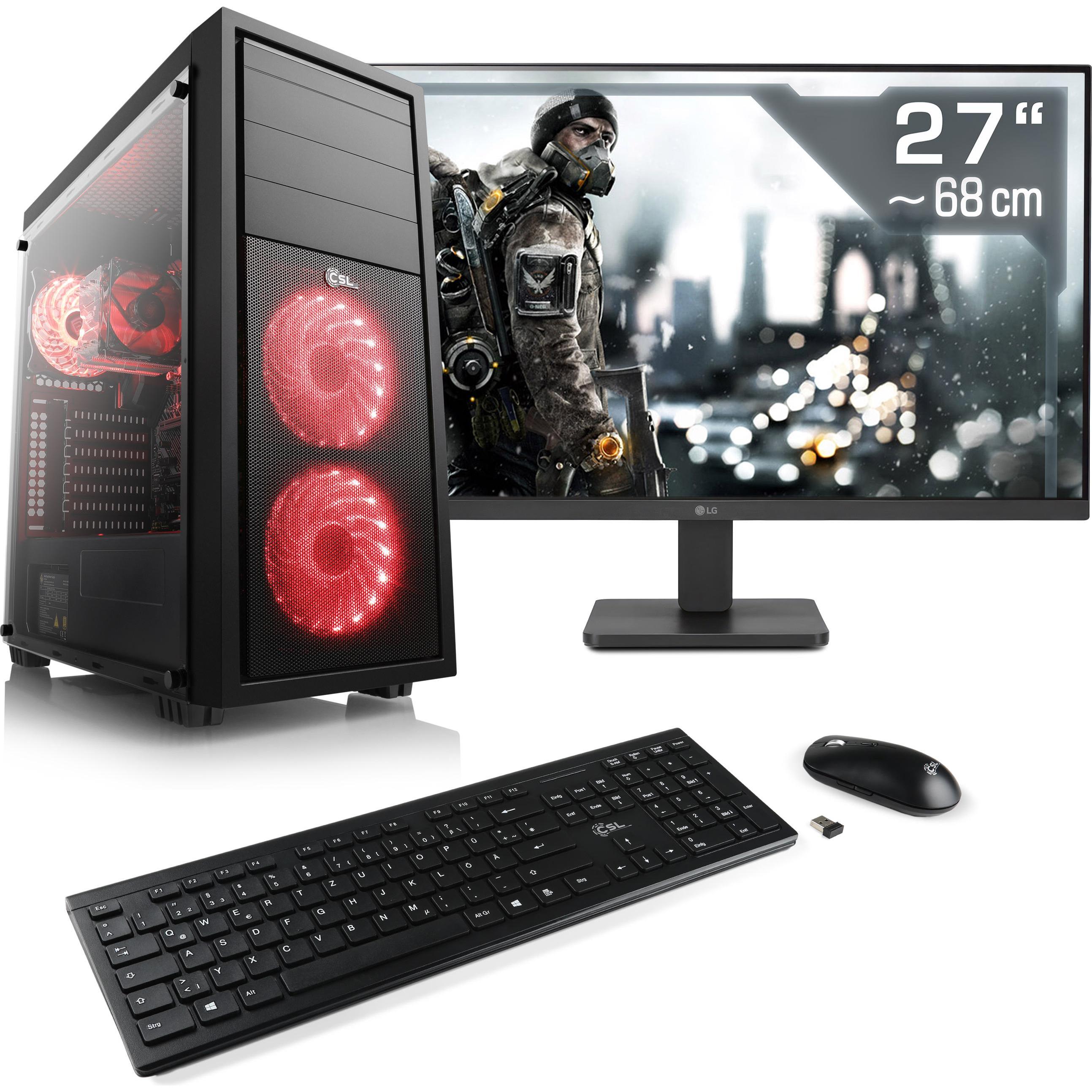 CSL Gaming PC M11270H, QWERTZ Layout (DE) (AMD Ryzen 7 5700G, 16 GB, 1000 GB, AMD Radeon Graphics), PC, Schwarz