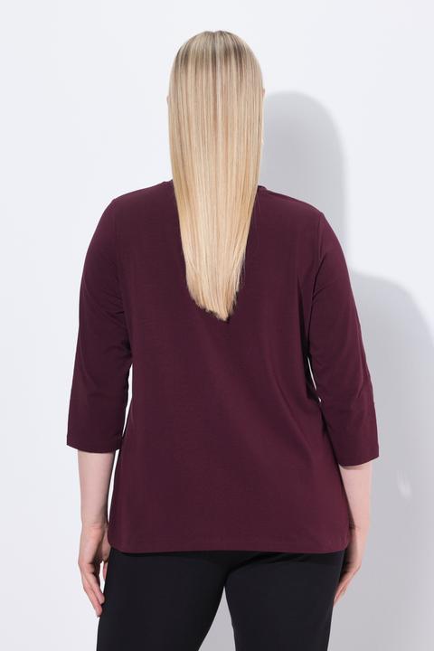 Produktbild Ulla Popken Shirt, Ziersteine, Classic, V-Ausschnitt, 3/4-Arm (60)