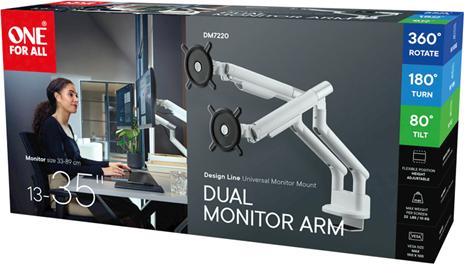 Productafbeelding One for All Ontwerp monitorbeugel dubbel wit (Tabel, 35")