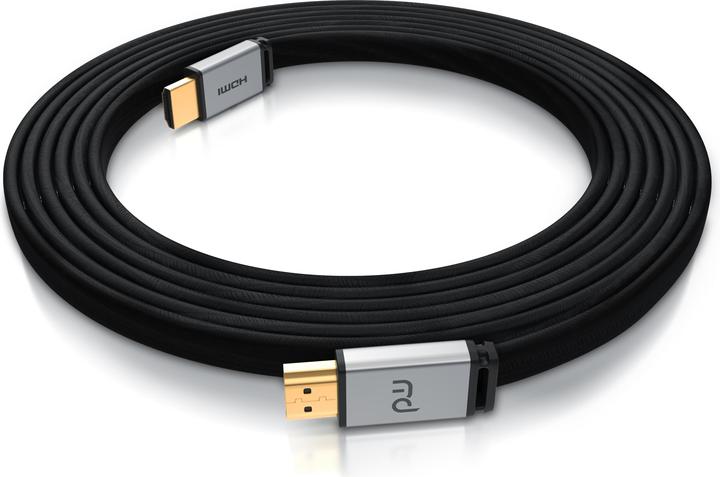 Produktbild Primewire HDMI Kabel 2.1 Flach, Typ A, 8K Flachbandkabel mit Gewebemantel 7680 x 4320 @ 120 Hz mit DSC (5 m, HDMI, 2.1)
