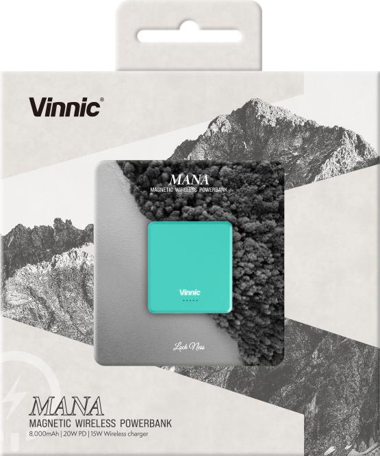 Produktbild Vinnic MANA Magnetic Wireless Powerbank 8.000mAh, blue (8000 mAh, 20 W, 30800 Wh)