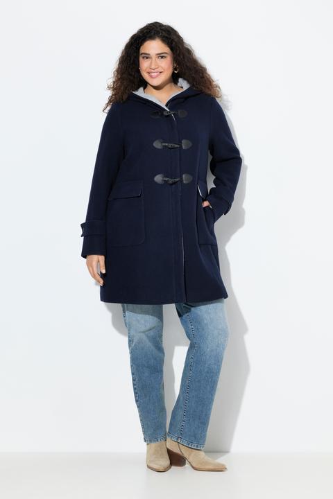 Produktbild Ulla Popken Dufflecoat, A-Linie, Wollmischung, Kapuze, Knebelknöpfe (54)