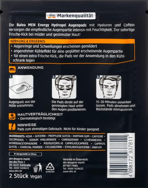Actual product image dm Balea MEN Energy Hydrogel Eye Pads (Patches, Day)